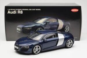 Audi R8 4.2 FSI V8 Blu Kyosho 1:18 09213BL Pressofusione — immagine 8 di 8