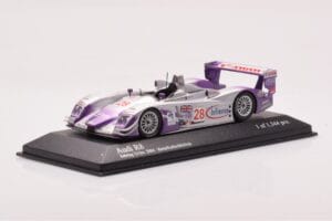 Audi R8 LMP900 #28 F. Biela / P. Kaffer / A. McNish 12 Hours of Sebring Winner 2004 Minichamps 1:43 4000412328 Pressofusione — immagine 2 di 4