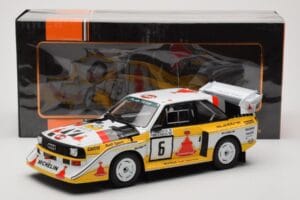 Audi Sport Quattro S1 E2 #6 H. Mikkola / A. Hertz Rally 1000 Lakes 1985 IXO 1:18 18RMC161B Pressofusione — immagine 6 di 6