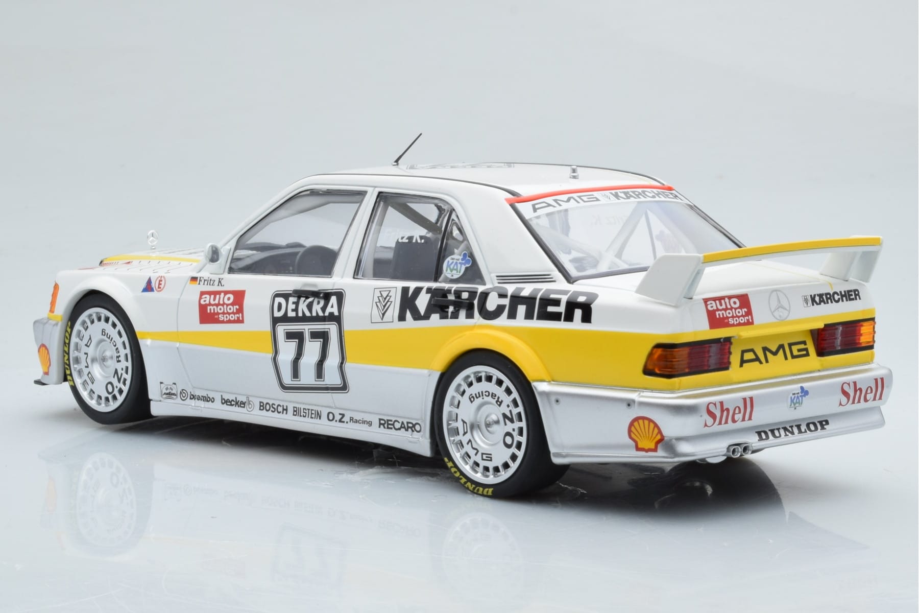 Mercedes 190E 2.5-16 W201 EVO 1 Karcher #77 F. Kreutzpointer Team AMG-Mercedes DTM 1990 Minichamps 1:18 155903677 Pressofusio — immagine 5 di 6
