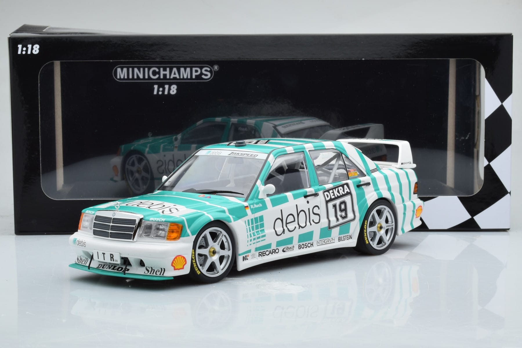 Mercedes 190E 2.5-16 W201 EVO 2 Debis #19 R. Asch Team Zackspeed DTM 1991 Minichamps 1:18 155913619 Pressofusione — immagine 6 di 6