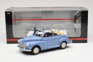 Morris Minor Cabriolet Blu Minichamps 1:18 150137030 Pressofusione — immagine 8 di 8