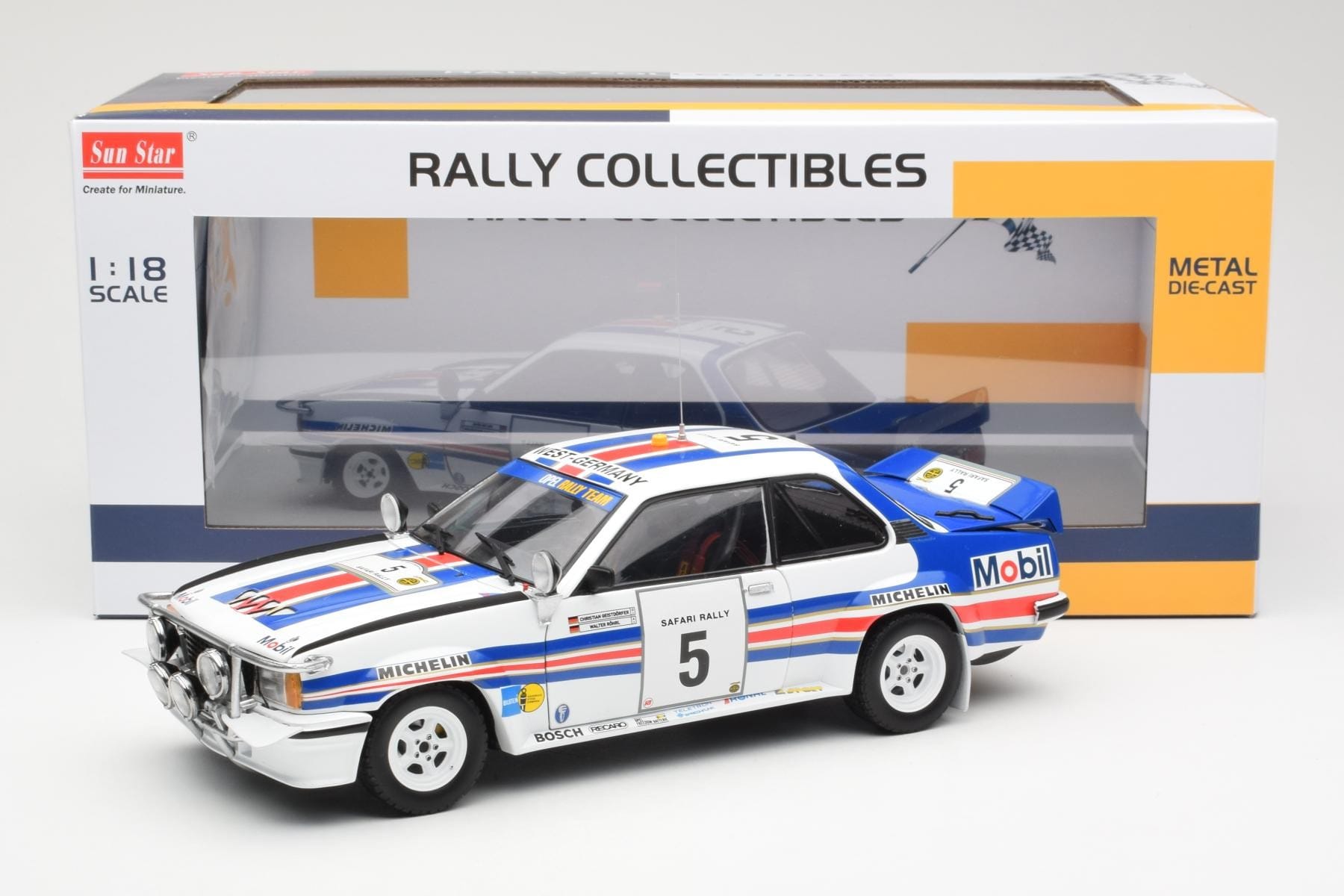 Opel Ascona 400 #5 W. Rohrl / C. Geistdorfer Safari Rally Campione del Mondo 1982 Sun Star 1:18 5378 Pressofusione — immagine 8 di 8