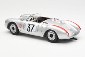Porsche 550 RS Spyder #37 H. Polensky / R. von Frankenberg 24 Hours of Le Mans 1955 Schuco 1:18 450033400 Pressofusione — immagine 7 di 8