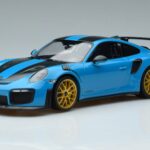 Porsche 911 991.2 GT3 RS Weissach Package Miami Blu Cerchi Oro Minichamps 1:18 153068310 Pressofusione