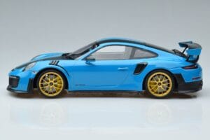 Porsche 911 991.2 GT3 RS Weissach Package Miami Blu Cerchi Oro Minichamps 1:18 153068310 Pressofusione — immagine 3 di 6