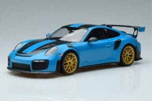 Porsche 911 991.2 GT3 RS Weissach Package Miami Blu Cerchi Oro Minichamps 1:18 153068310 Pressofusione