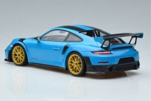 Porsche 911 991.2 GT3 RS Weissach Package Miami Blu Cerchi Oro Minichamps 1:18 153068310 Pressofusione — immagine 5 di 6