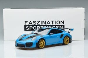 Porsche 911 991.2 GT3 RS Weissach Package Miami Blu Cerchi Oro Minichamps 1:18 153068310 Pressofusione — immagine 6 di 6