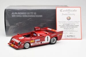 Alfa Romeo 33TT 12 #1 A. Merzario / J. Laffite 1000km Nurburgring Winner 1975 AUTOart 1:18 87505 Pressofusione — immagine 8 di 8