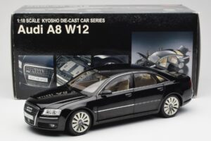 Audi A8 D3 W12 Nero Kyosho 1:18 09212BK Pressofusione — immagine 8 di 8