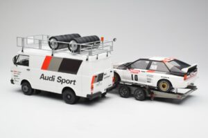 Audi Quattro A2 M. Mouton / F. Pons Tour de Corse 1983 Con VW LT35 Otto 1:18 OT418 Resina — immagine 2 di 6