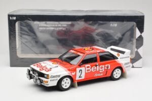 Audi Quattro A2 #2 B. Waldegård / H-T. Thorszelius Belga Team Winners Boucles de Spa 1985 Minichamps 1:18 155851102 Pressofus — immagine 6 di 6
