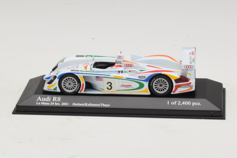 Audi R8 LMP #3 J. Herbert / R. Kelleners 24 Hours of Le Mans 2001 Minichamps 1:43 400010903 Pressofusione