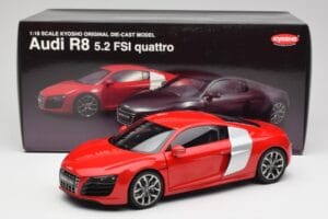 Audi R8 V10 Brilliant Rosso Kyosho 1:18 09216RR Pressofusione — immagine 8 di 8