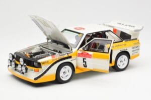 Audi Sport Quattro S1 #5 W. Rohrl / C. Geistdorfer Rally Sanremo Winner 1985 AUTOart 1:18 88503 Composito — immagine 2 di 8