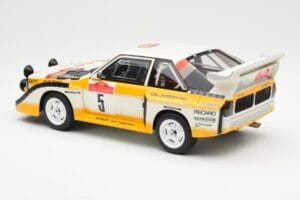 Audi Sport Quattro S1 #5 W. Rohrl / C. Geistdorfer Rally Sanremo Winner 1985 AUTOart 1:18 88503 Composito — immagine 7 di 8
