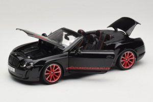 Bentley Continental Supersports ISR Cabriolet Nero Con Cerchi Rossi Bburago 1:18 18-11035 Pressofusione — immagine 2 di 8