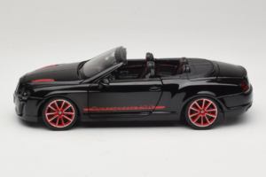 Bentley Continental Supersports ISR Cabriolet Nero Con Cerchi Rossi Bburago 1:18 18-11035 Pressofusione — immagine 4 di 8
