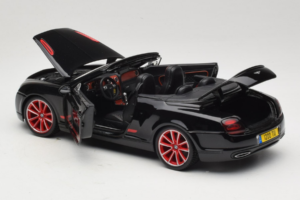 Bentley Continental Supersports ISR Cabriolet Nero Con Cerchi Rossi Bburago 1:18 18-11035 Pressofusione — immagine 5 di 8