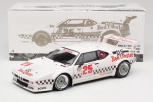 BMW M1 #25 Red Lobster D. Cowart / K. Miller LA Times GP Riverside 1981 Minichamps 1:18 180812925 Pressofusione — immagine 8 di 8