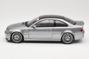 BMW M3 E46 CSL Argento Kyosho 1:18 08506S Pressofusione — immagine 4 di 8