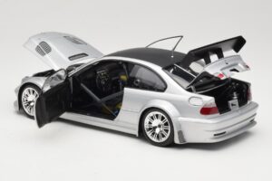 BMW M3 E46 GTR Street Argento With Carbon Roof Minichamps 1:18 100012102 Pressofusione — immagine 5 di 8