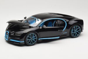 Bugatti Chiron Nero & Blu Bburago 1:18 18-11040BK Pressofusione — immagine 2 di 8