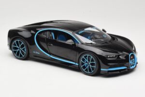 Bugatti Chiron Nero & Blu Bburago 1:18 18-11040BK Pressofusione — immagine 6 di 8