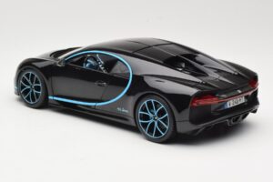 Bugatti Chiron Nero & Blu Bburago 1:18 18-11040BK Pressofusione — immagine 7 di 8