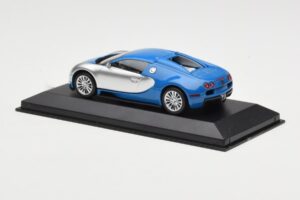Bugatti Veyron Centenaire Blu Metallizzato Argento Minichamps 1:43 400110850 Pressofusione — immagine 3 di 4
