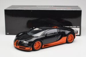 Bugatti Veyron Super Sport World Record Edition Carbon & Orange Minichamps 1:18 100110840 Pressofusione — immagine 8 di 8