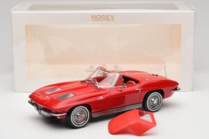 Chevrolet Corvette C2 Sting Ray Cabriolet Riverside Red Norev 1:18 189056 Pressofusione — immagine 6 di 6