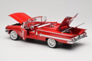 Chevrolet Impala Cabriolet Rosso Welly 1:18 9864W Pressofusione — immagine 5 di 8