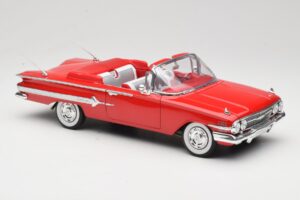 Chevrolet Impala Cabriolet Rosso Welly 1:18 9864W Pressofusione — immagine 6 di 8
