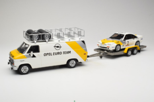 Opel Manta 400 Group B Rally Tour de Corse 1984 Con Chevrolet G30 Van di Assistenza Otto 1:18 OT491 Resina — immagine 3 di 13
