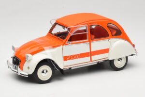 Citroen 2CV Spot Arancione & Bianco Solido 1:18 421183600 Pressofusione