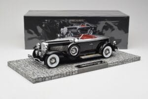Duesenberg Model J Torpedo Disappearing Top Convertible Coupe Argento Nero Minichamps 1:18 107150431 Resina — immagine 6 di 6