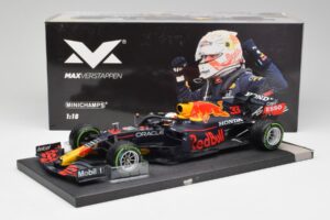 Red Bull RB16B #33 M. Verstappen Emilia Romagna GP Winner 2021 Minichamps 1:18 113210233T Pressofusione — immagine 6 di 6
