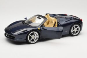 Ferrari 458 Italia Spider Dark Blue Metallic Hot Wheels 1:18 X5529 Pressofusione — immagine 2 di 8