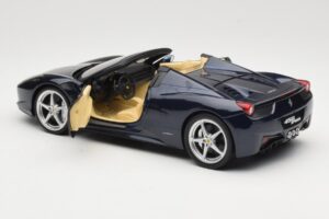 Ferrari 458 Italia Spider Dark Blue Metallic Hot Wheels 1:18 X5529 Pressofusione — immagine 5 di 8