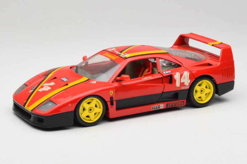 Ferrari F40 Evoluzione #14 L. Dalla Noce H&R Rosso con Ruote Gialle 1992 Bburago 1:18 3042-H1 Pressofusione