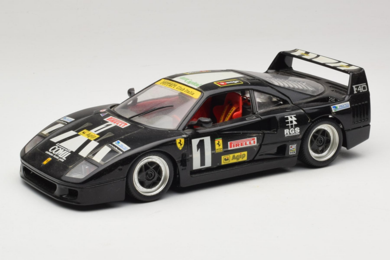 Ferrari F40 Pirelli Agip #1 Nero Bburago 1:18 3332-B1 Pressofusione