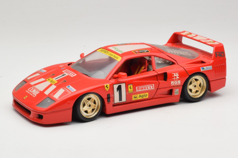 Ferrari F40 Pirelli Agip #1 Ferrari Club Italia Rosso Bburago 1:18 3032-P2 Pressofusione