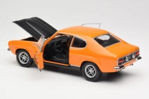 Ford Capri Mk1 RS 2600 Signal Orange Nero Minichamps 1:18 150089077 Pressofusione — immagine 5 di 8