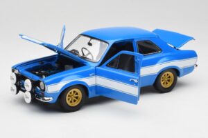 Ford Escort Mk1 RS 1600 Blu Bianco Strisce Minichamps 1:18 100688102 Pressofusione — immagine 2 di 8