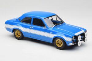 Ford Escort Mk1 RS 1600 Blu Bianco Strisce Minichamps 1:18 100688102 Pressofusione — immagine 6 di 8