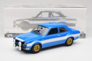 Ford Escort Mk1 RS 1600 Blu Bianco Strisce Minichamps 1:18 100688102 Pressofusione — immagine 8 di 8