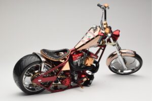 Harley-Davidson West Coast Choppers Diablo Soft Tail Oro Rosso Minichamps 1:5 JJ04-05-03 Pressofusione — immagine 2 di 6