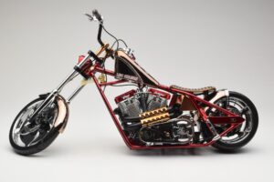 Harley-Davidson West Coast Choppers Diablo Soft Tail Oro Rosso Minichamps 1:5 JJ04-05-03 Pressofusione — immagine 3 di 6